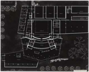 Stadttheater, Trier: Grundriss Eingangsgeschoss (Ausstellungstafel der »Prague Quadrennial of the Theatre Design and Architecture« 1967)