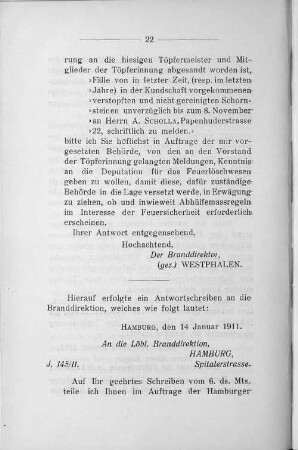 An die löbl. Branddirektion