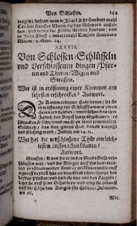 XXXVII. Von Schlossen/ Schlüsseln und Verschlossenen dingen/ Pforten und Thoren/ Wegen und Strassen