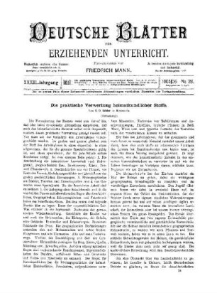 Die praktische Verwertung heimatkundlicher Stoffe : (Fortsetzung)