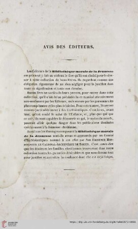 Avis des Éditeurs