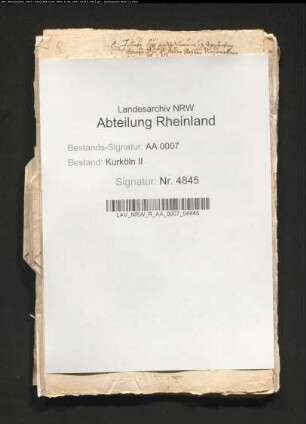Schriftwechsel des Bonner Scholasters Gerhard Haen als kurfürstlicher Archivar