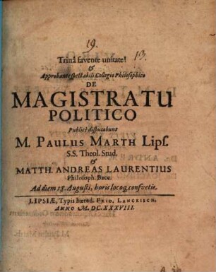 De magistratu politico