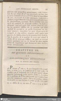 Chapitre VII. Des Quantités Exponentielles Et Logarithmiques Développées Par Le Moyen Des Séries