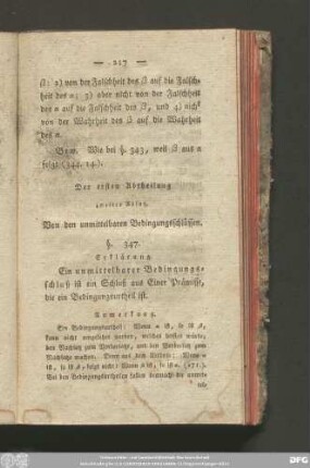 Der ersten Abtheilung zweiter Absatz. Von den unmittelbaren Bedingungsschlüssen.