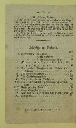 XI. Einige Gebete