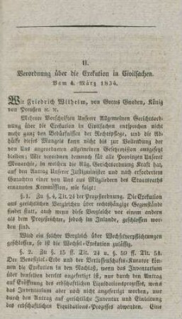 II. Verordnung über die Exekution in Civilsachen.