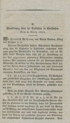 II. Verordnung über die Exekution in Civilsachen.