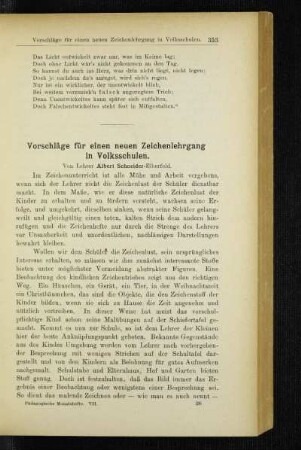 Vorschläge für einen neuen Zeichenlehrgang in Volksschule