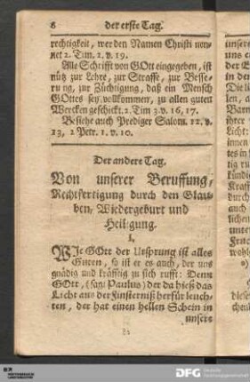 Der andere Tag. Von unserer Beruffung, Rechtfertigung durch den Glauben, Wiedergeburt und Heiligung.