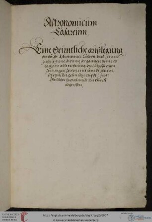 Petrus Apian: Astronomicum Caesareum