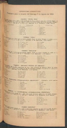 Hipódromo Argentino - Programa para la reunión del domingo 7 de Agosto de 1910