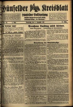 Zweite Ausgabe vom Donnerstag, den 17. September 1931.
