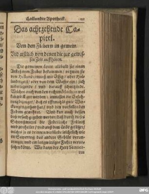 Das achtzehende Capitel. Von den Fiebern in gemein.