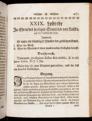 XXIX. Lobrede Zu Ehren des heiligen Stanislai von Kostka, aus der Gesellschaft Jesu.