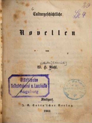 Culturgeschichtliche Novellen