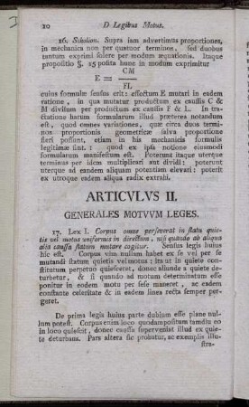 Articulus II. Generales Motuum Leges.