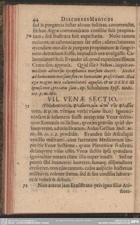 VII. Venae Sectio