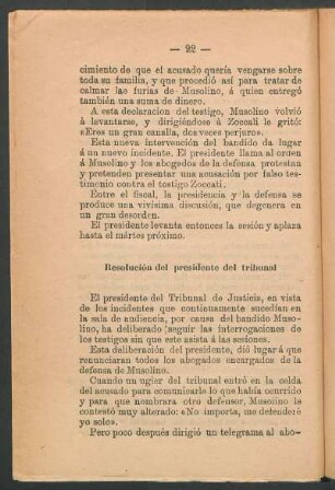 Resolución del presidente del tribunal