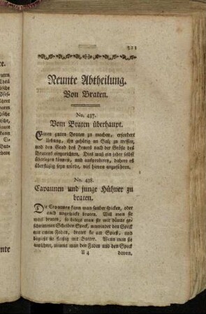 Neunte Abtheilung. Von Braten