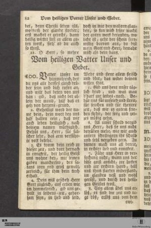 Vom heiligen Vatter Unser und Gebet.