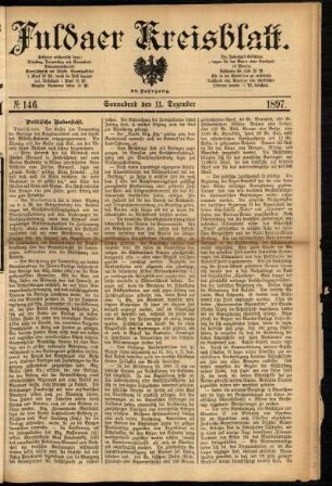 Erste Ausgabe vom Samstag, den 11. Dezember 1897.