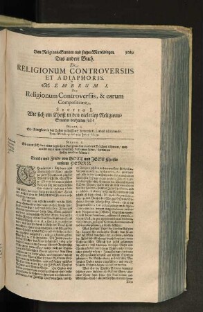 Von Religions-Streiten und freyen Mitteldingen. Das andere Buch. [...] Membrum I.