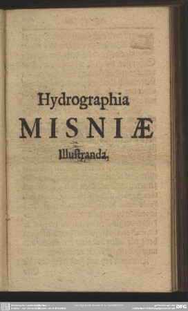 Hydrographia Misniae Illustranda