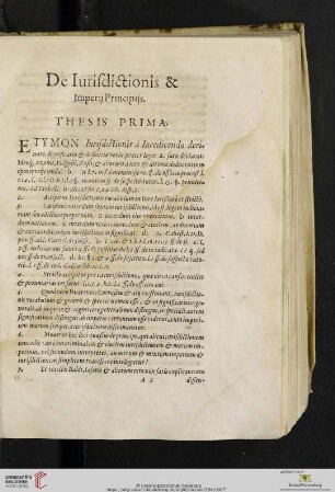 De Iurisdictionis & Imperij Principis Thesis Prima