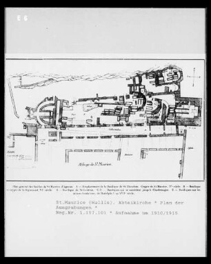 Saint-Maurice (Wallis): Abtei Saint-Maurice, Abteikirche, Plan der Ausgrabungen