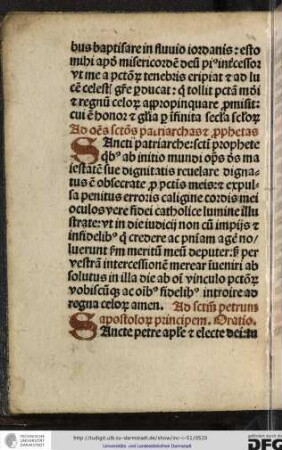Ad omnes sanctos patriarchas et prophetas.