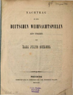 Nachtrag zu den deutschen Weihnachtspielen aus Ungern