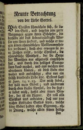 Neunte Betrachtung von der Liebe Gottes.