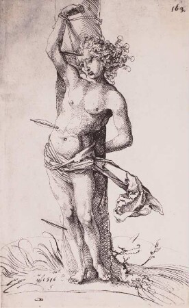 Heiliger Sebastian : Kreis um Hans Baldung-Grien (1484/5-1545): Heiliger Sebastian. Federzeichnung. 1516. Dresden: Kupferstich-Kabinett