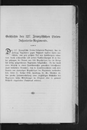 Geschichte des 127. Französischen Linien=Infanterie=Regiments.