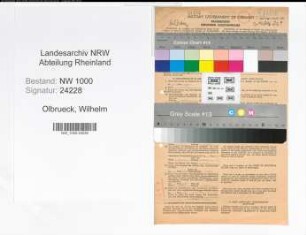 Entnazifizierung Wilhelm Olbrueck, geb. 25.02.1913 (Kaufmann)