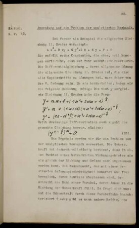 Anwendung auf ein Problem der analytischen Mechanik