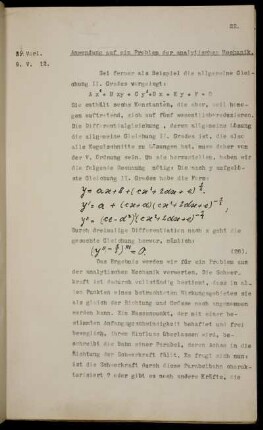 Anwendung auf ein Problem der analytischen Mechanik