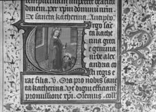 Stundenbuch Karls V. — Initiale V mit Heiliger Katharina, Folio 190