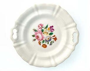 Kuchenteller mit Blumenmalerei