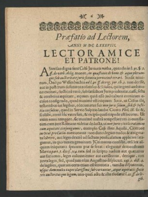 Praefatio ad Lectorem, Anni M DC LXXXVIII, Lector Amice Et Patrone!
