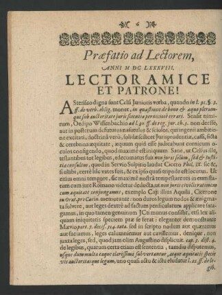 Praefatio ad Lectorem, Anni M DC LXXXVIII, Lector Amice Et Patrone!