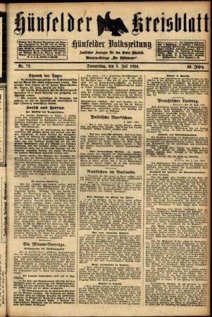 Ausgabe vom Donnerstag, den 03. Juli 1924.