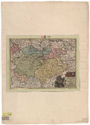 Karte von Sachsen und Thüringen, ca. 1:1 300 000, Kupferstich, 1729