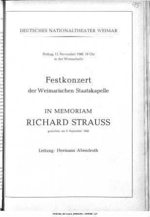 Festkonzert [...] in memoriam Richard Strauss