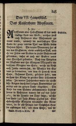 Das VII. Hauptstück. Das Kaiserthum Abyssinien.