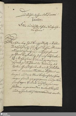 Des Ruhländischen Sub Diaconi Vocation. Guteborn, den 2. Septbr: 1737.