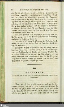 10. Literatur. (Nachrichten von der Thätigkeit der einheimischen Gelehrten und Gelehrten-Gesellschaften)