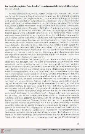 Die Landschaftsgärten Peter Friedrich Ludwigs von Oldenburg als Ideenträger