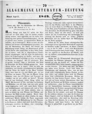 Fechner, G. T.: Nanna oder über das Seelenleben der Pflanzen. Leipzig: Voss 1848 (Fortsetzung von Nr. 78)